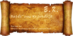 Balázsy Kristóf névjegykártya